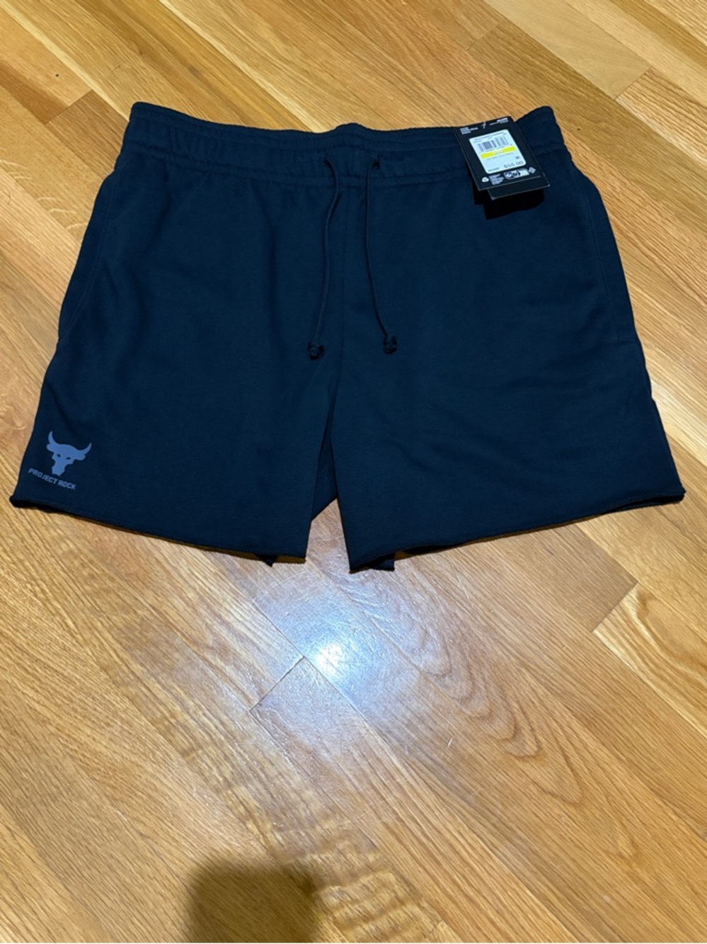 NWT Under Armour Men’s Black Project Rock Athletic Drawstring Shorts Size Medium